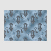 ステームパンクロックアンド鍵ブルー |ヴィンテージの切り離し 薄葉紙 (正面)