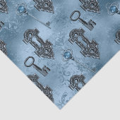 ステームパンクロックアンド鍵ブルー |ヴィンテージの切り離し 薄葉紙 (詳細)