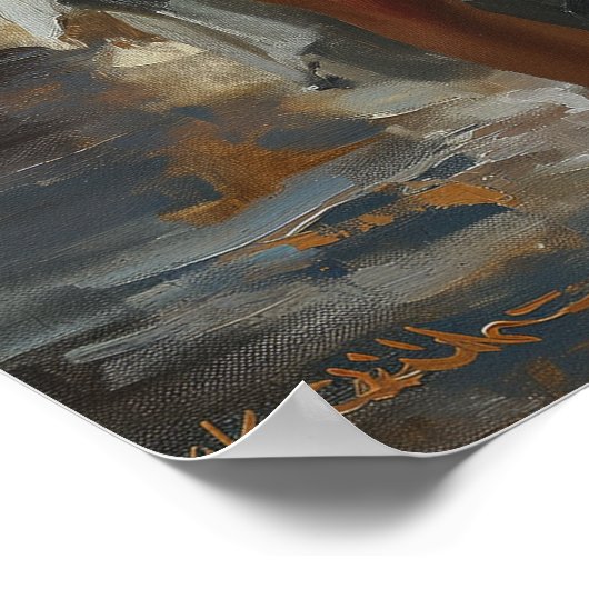 ステームパンクロマンスヴィンテージスタイル水彩画 ポスター (角)