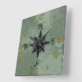 ステームパンクヴィンテージオールドコンパスバラ スクエア壁時計 (傾斜)