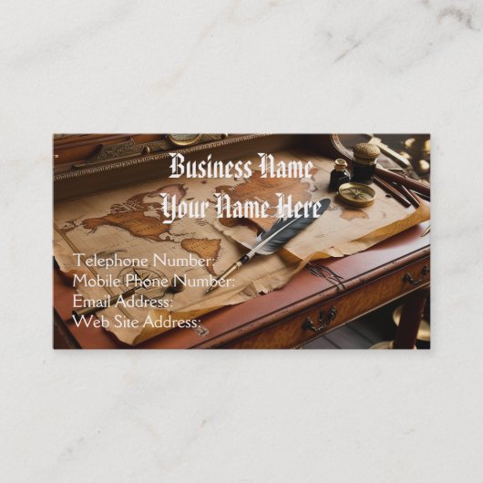 ステームパンクヴィンテージオールドワールドマップテーマ 名刺 (正面)