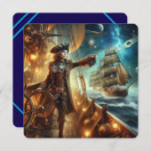 ステームパンクヴィンテージビクトリアン海宇宙海賊団 招待状 (正面/裏面)