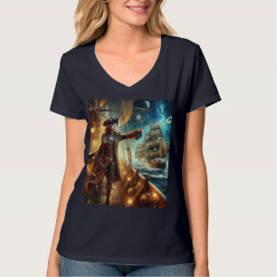 ステームパンクヴィンテージビクトリアン海宇宙海賊団 Tシャツ