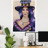 ステームパンク女子の水色インスパイアポートレート ポスター (ホームオフィス)