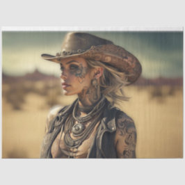 ステームパンク女性のカーボーイデクページ紙 | 西部 薄葉紙