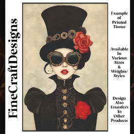 ステームパンク女性トールトップハットP2デコパージュ 薄葉紙