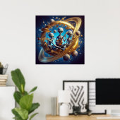 ステームパンク宇宙エイリアントリオミュージカル楽器 ポスター (ホームオフィス)