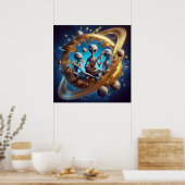 ステームパンク宇宙エイリアントリオミュージカル楽器 ポスター (キッチン)