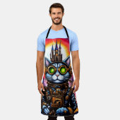 ステームパンク宇宙キャットI エプロン (着用した状態)