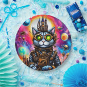 ステームパンク宇宙キャットI ペーパープレート (パーティー)