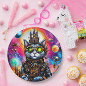 ステームパンク宇宙キャットI ペーパープレート (パーティー)