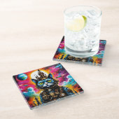 ステームパンク宇宙ネコII ガラスコースター (アングル)