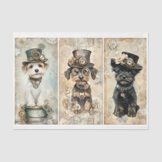 ステームパンク小かわいい犬のポートレートDK9Lデコページ 薄葉紙 (正面)