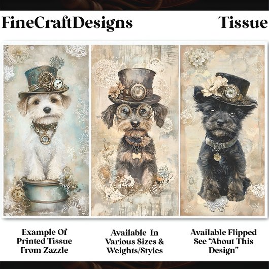 ステームパンク小かわいい犬のポートレートDK9Lデコページ 薄葉紙