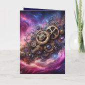 ステームパンク工業用クロック紫とピンク カード (裏面)