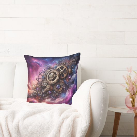 ステームパンク工業用クロック紫とピンク クッション (ソファ)