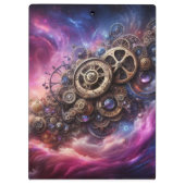 ステームパンク工業用クロック紫とピンク クリップボード (裏面)