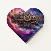 ステームパンク工業用クロック紫とピンク ノートブック (裏面)