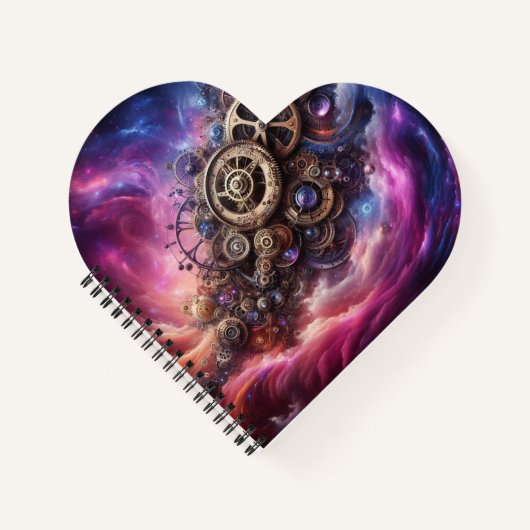 ステームパンク工業用クロック紫とピンク ノートブック (正面)