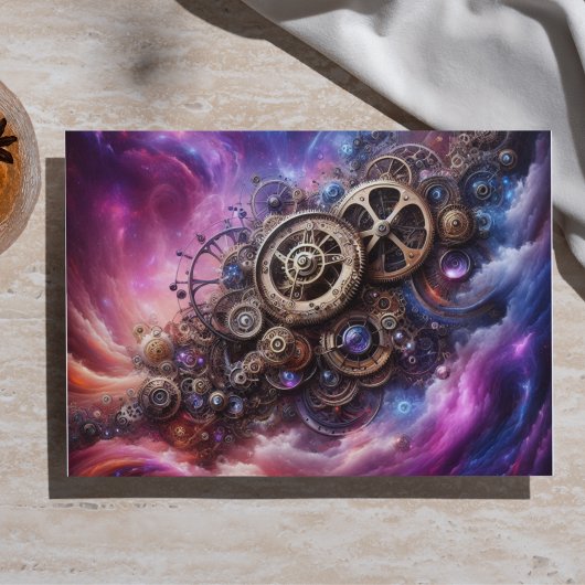 ステームパンク工業用クロック紫とピンク 薄葉紙