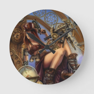 ステームパンク時間旅行者クロック！ ラウンド壁時計