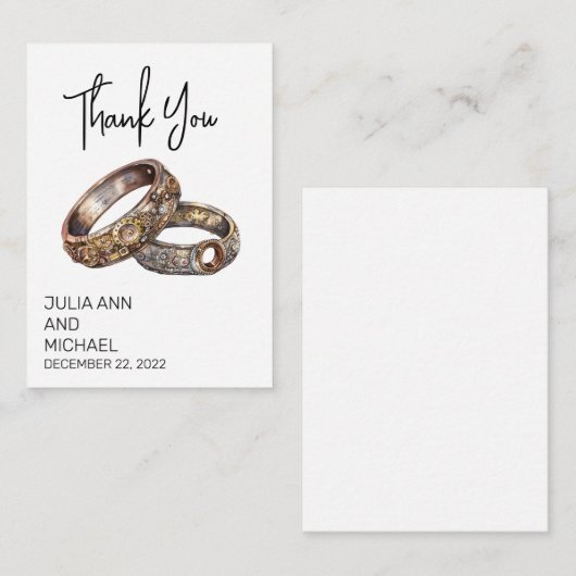 ステームパンク結婚リングや輪ズありがとうござミニマルう ノートカード (正面/裏面)