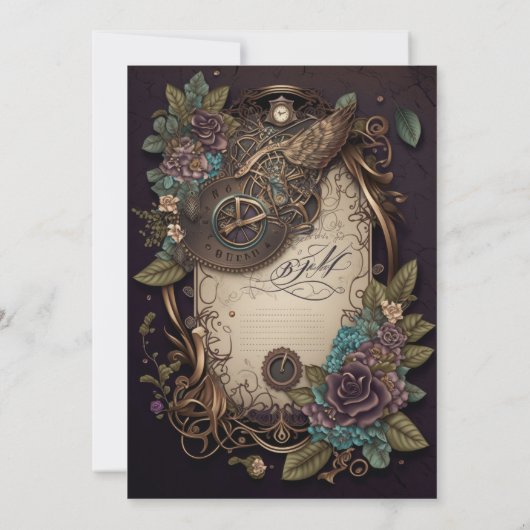 ステームパンク結婚式招待状 招待状 (裏面)