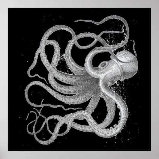 ステームパンク航海のタコヴィンテージクラーケンスケッチ ポスター (正面)