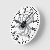 ステームパンク航海のタコヴィンテージクラーケンスケッチ ラウンド壁時計 (傾斜)