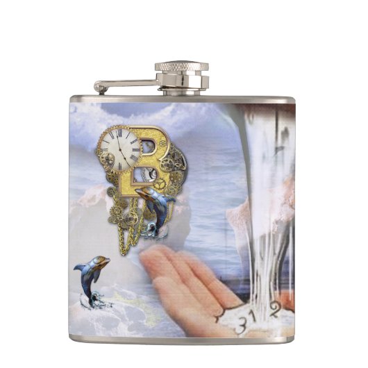 ステームパンク誕生日文字B フラスク (正面)