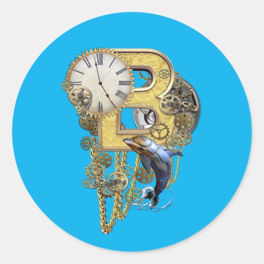 ステームパンク誕生日文字B ラウンドシール (正面)