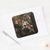 ステームパンク飛んでいるガールステッカー スクエアシール (封筒)