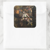 ステームパンク飛んでいるガールステッカー スクエアシール (バッグ)