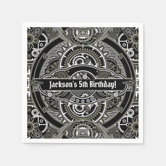 ステームパンク魔法誕生日 スタンダードカクテルナプキン (正面)