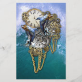 ステームパンク・アートのタイムピース彫刻 便箋 (正面)