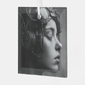 ステームパ予測できなンク女性 ガラスオーナメント (正面左)