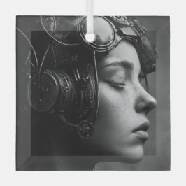 ステームパ予測できなンク女性 ガラスオーナメント