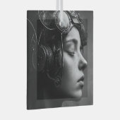 ステームパ予測できなンク女性 ガラスオーナメント (正面右)