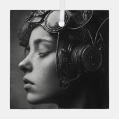 ステームパ予測できなンク女性 ガラスオーナメント (裏面)