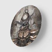 ステームパ華美ンクカルドロン |スペルブックと時計 ラウンド壁時計 (傾斜)