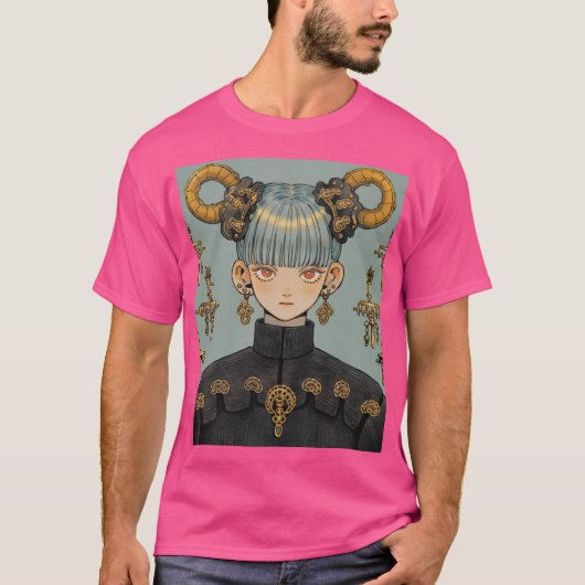 ステームパ華美ンクファンタジーアニメガール Tシャツ (正面)