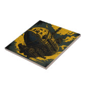 ステームパ高品質ンクアート威厳のあるレトロ飛行船 タイル (側面)