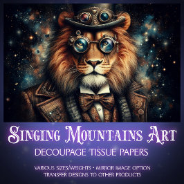 ステームプンお洒落クファンタジーライオンのデコッページ 薄葉紙