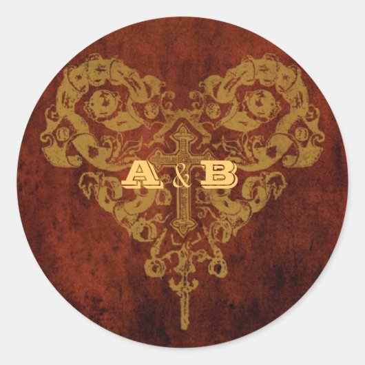 ステームプンビクトリアンク(ハート&クロス)フェイスシール ラウンドシール (正面)