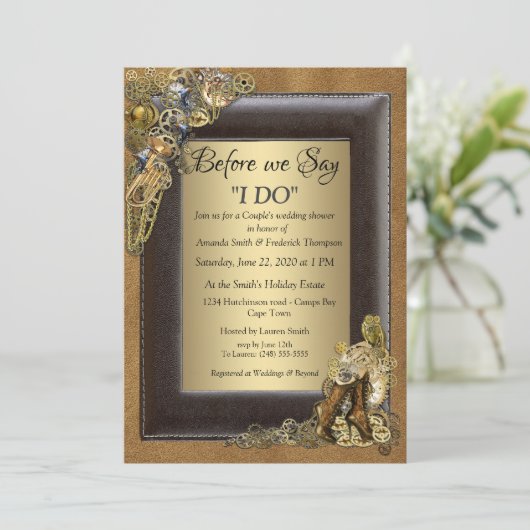 ステームプン結婚クオンスエードウェディングシャワー 招待状 (スタンド正面)