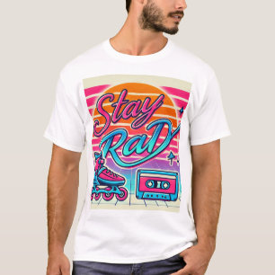 ステー素晴らしいレトロ80sローラスケート及びカセット tシャツ