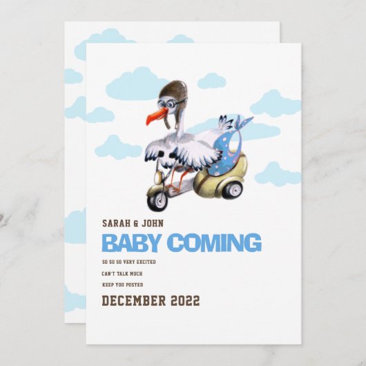 ストおもしろいークガールシンプルカモダンウト妊娠Anno 案内状 (正面/裏面)