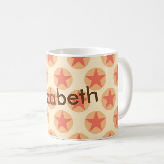 ストアマンによる赤い星型のパーソナライズ コーヒーマグカップ (正面右)