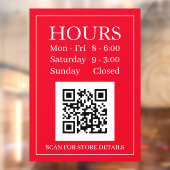 ストア時間オープンサイン、QRコード、赤と白 ウィンドウサイン (シート2)