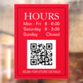 ストア時間オープン記号、QRコード、赤の白い文字 ウィンドウサイン (シート2)